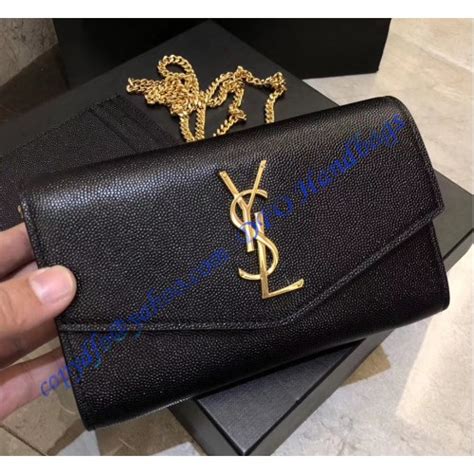 ysl uptown chain wallet in grain de poudre embossed leather|Saint Laurent Uptown YSL Pouch in Grained Leather.